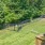 a fenced in yard with trees